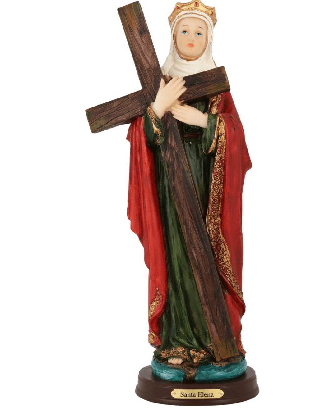 Santa Elena Resin Statue in Red and Green 12 inch new